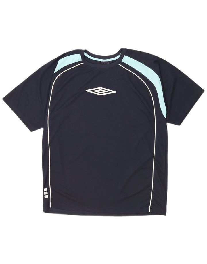 T-shirt grafica da uomo Umbro Top Large in poliestere color block blu navy