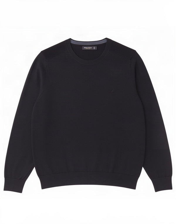 Maglione maglione girocollo da uomo Nautica grande cotone blu navy