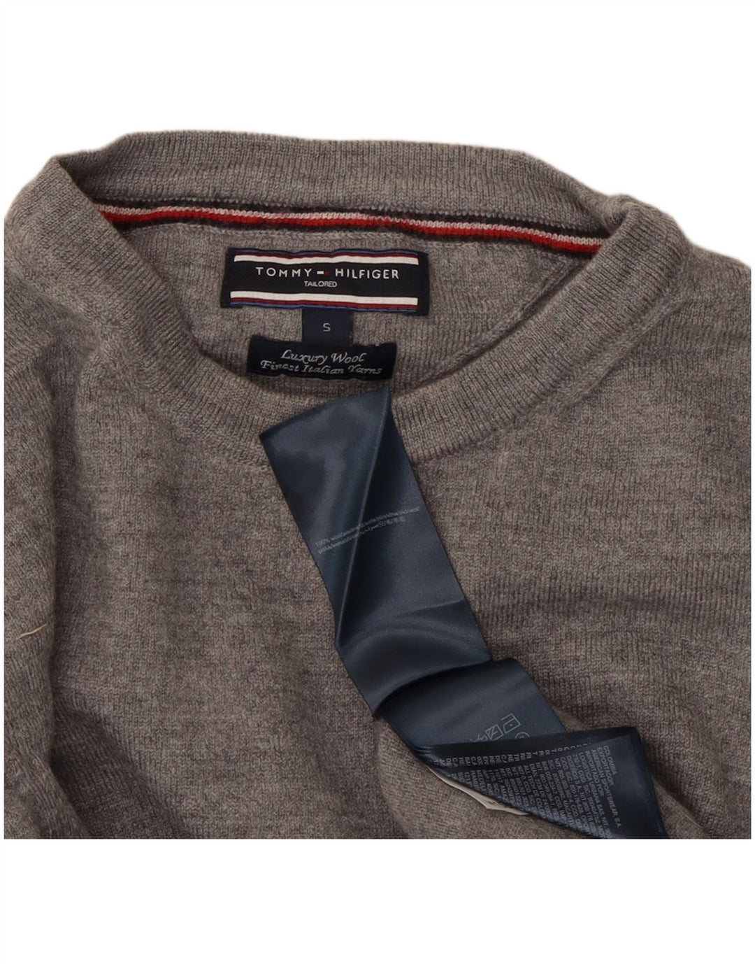 TOMMY HILFIGER Maglione maglione girocollo sartoriale da donna UK 10 piccolo grigio