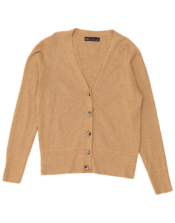 Maglione cardigan da donna Marks & Spencer UK 12 Viscosa beige medio