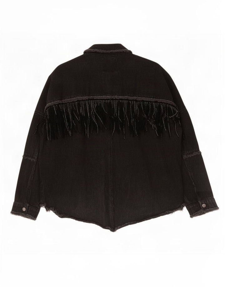 Giacca di jeans oversize western da donna Zara UK 6 XS nera