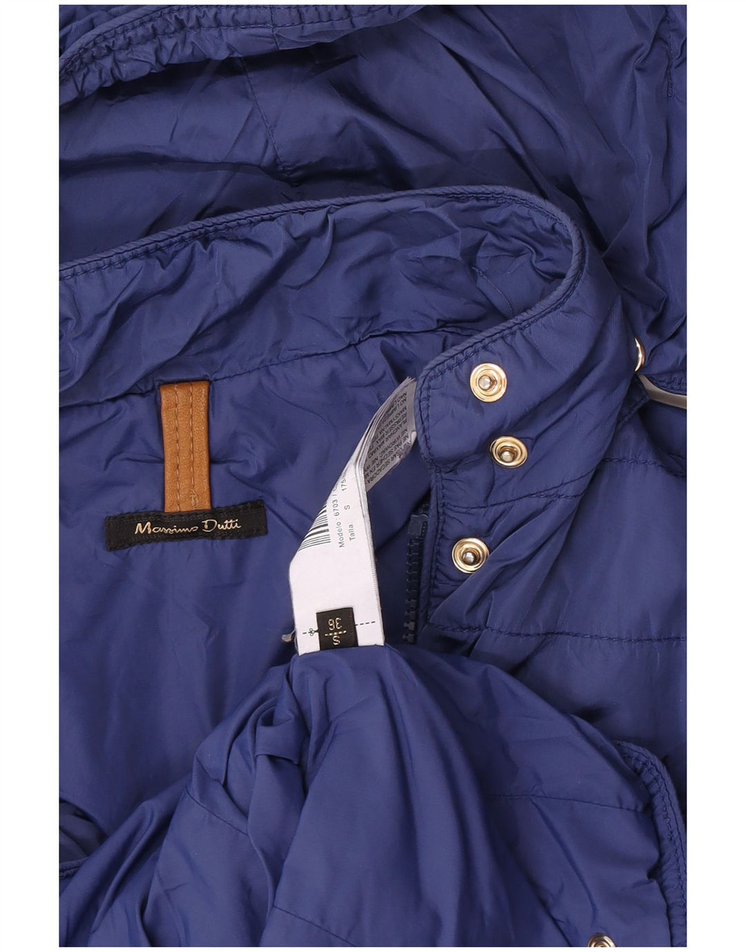 Giacca trapuntata con cappuccio da donna Massimo Dutti EU 36 piccola in nylon blu