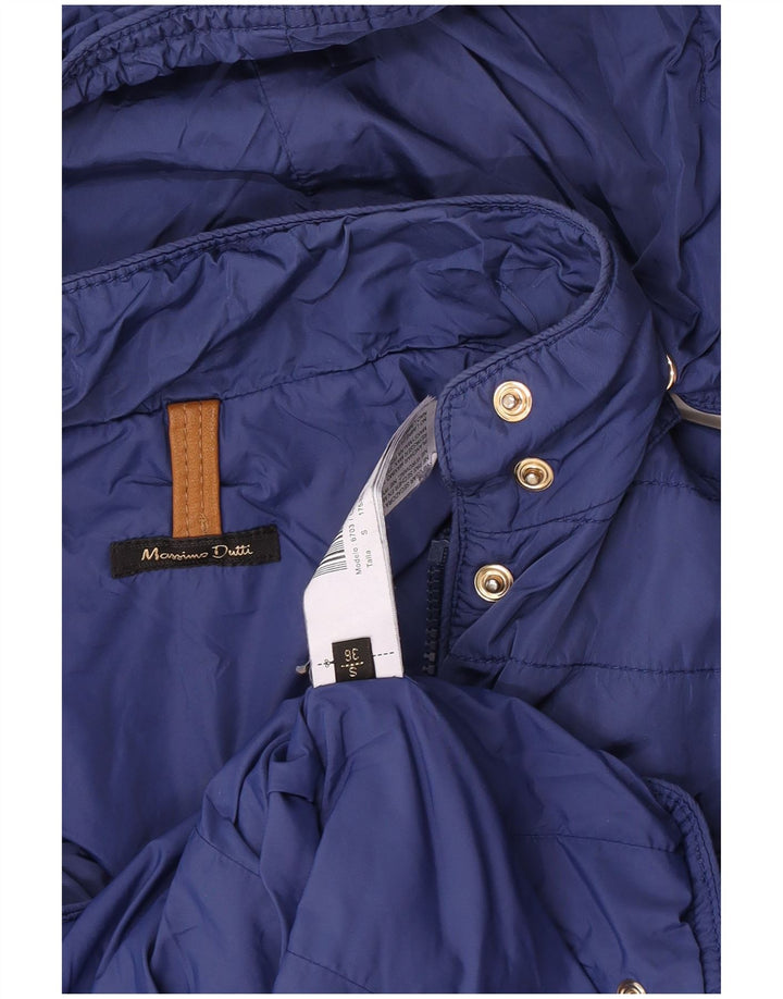 Giacca trapuntata con cappuccio da donna Massimo Dutti EU 36 piccola in nylon blu