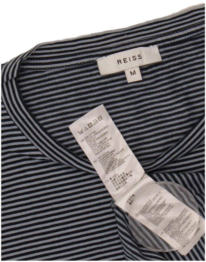 Top da uomo Reiss a maniche lunghe in cotone a righe medie blu navy