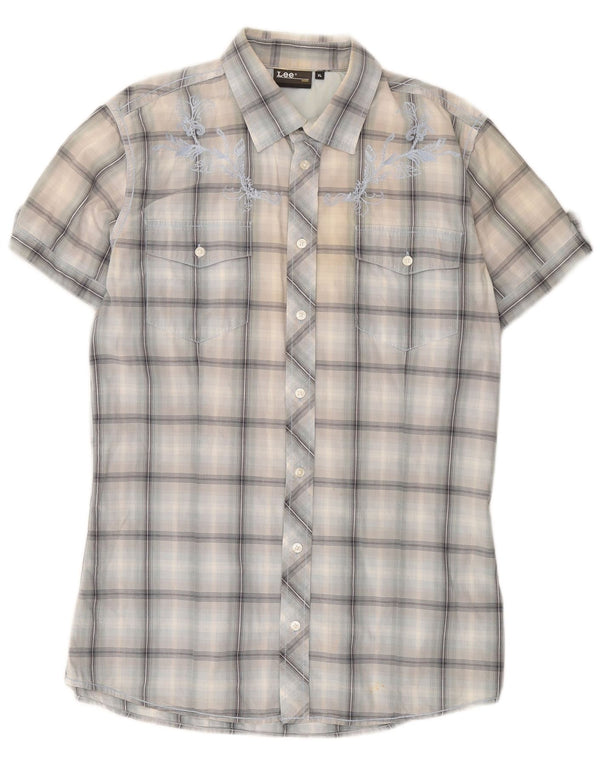 Camicia a maniche corte da uomo Lee XL a quadri blu