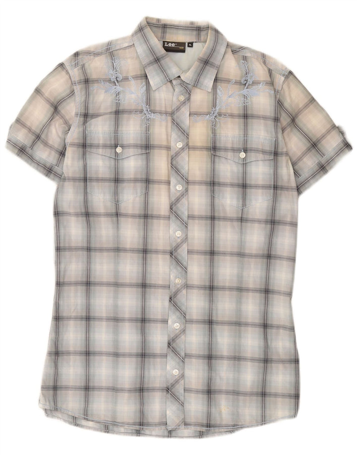 Camicia a maniche corte da uomo Lee XL a quadri blu