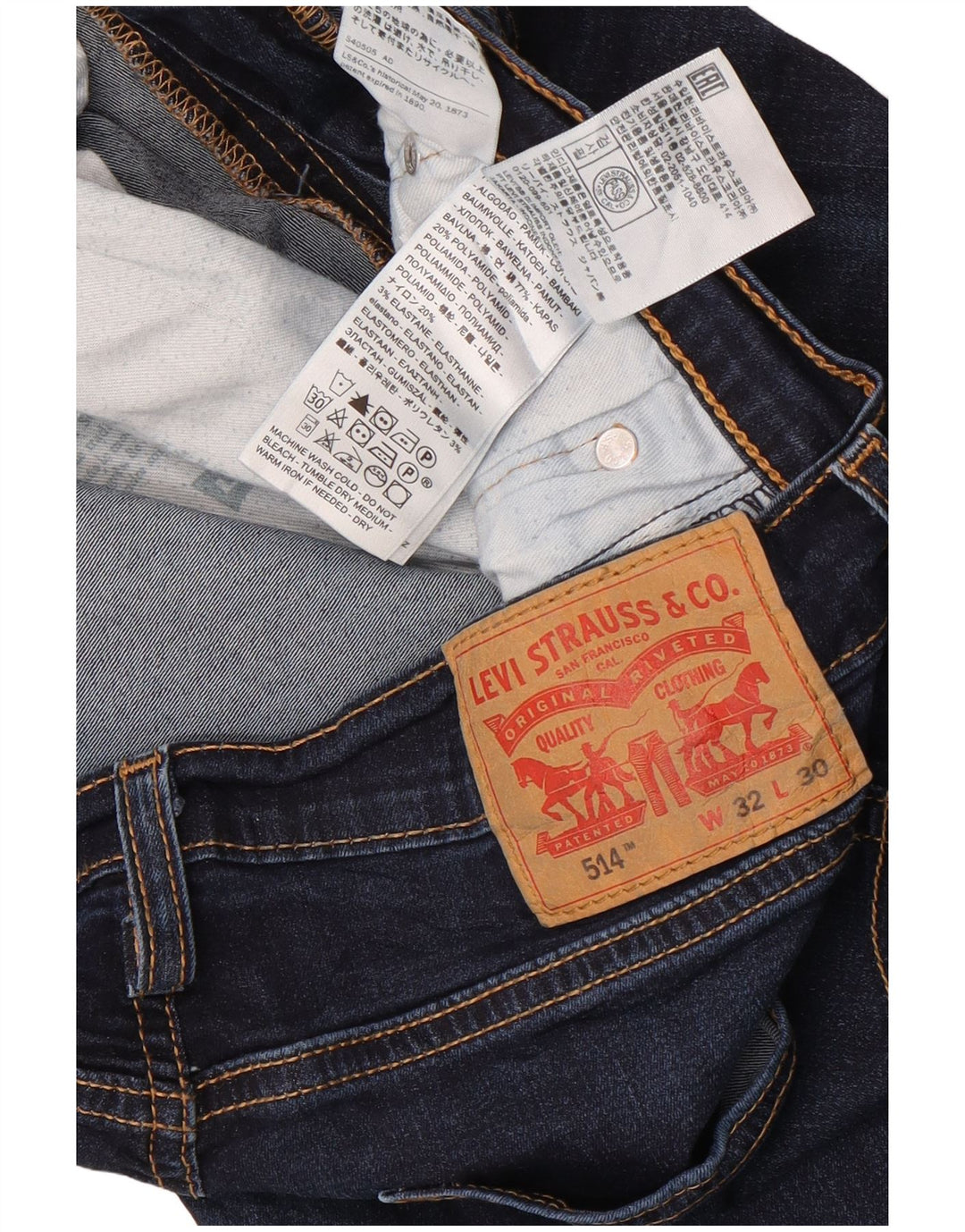 Levi's Uomo 514 Jeans dritti W32 L30 Cotone blu navy