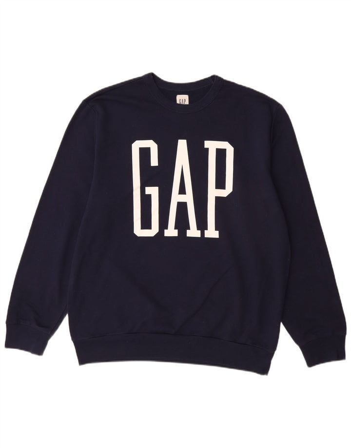 GAP Felpa con grafica da uomo Maglione grande in cotone blu navy