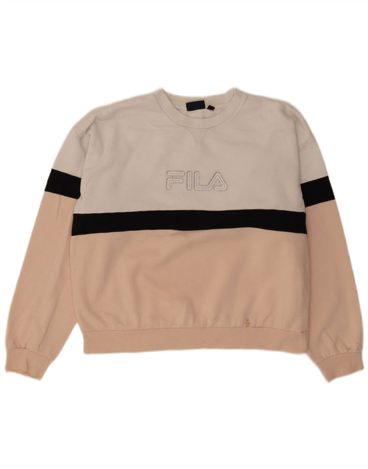 Felpa grafica da donna Fila Jumper UK 22 3XL Poliestere color block rosa