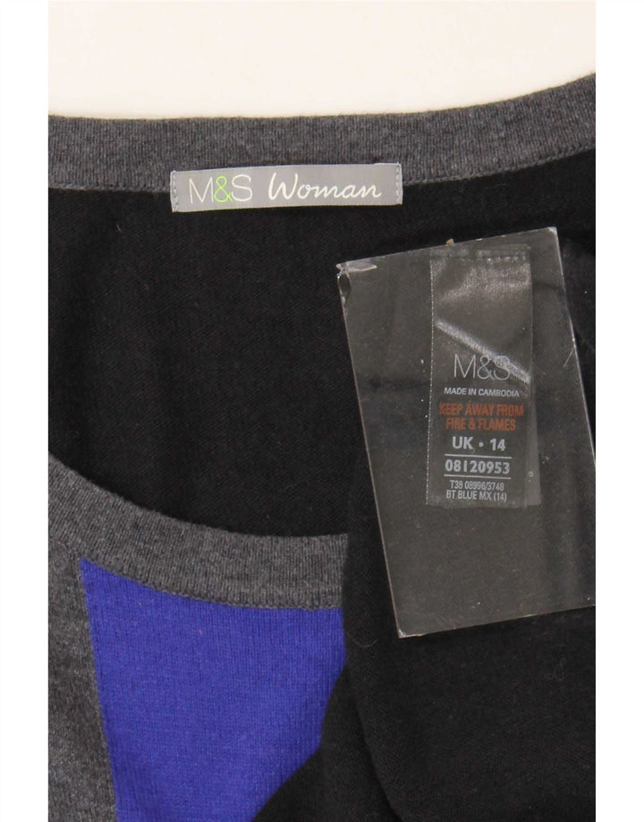Abito maglione da donna Marks & Spencer UK 14 Viscosa color block medio nero