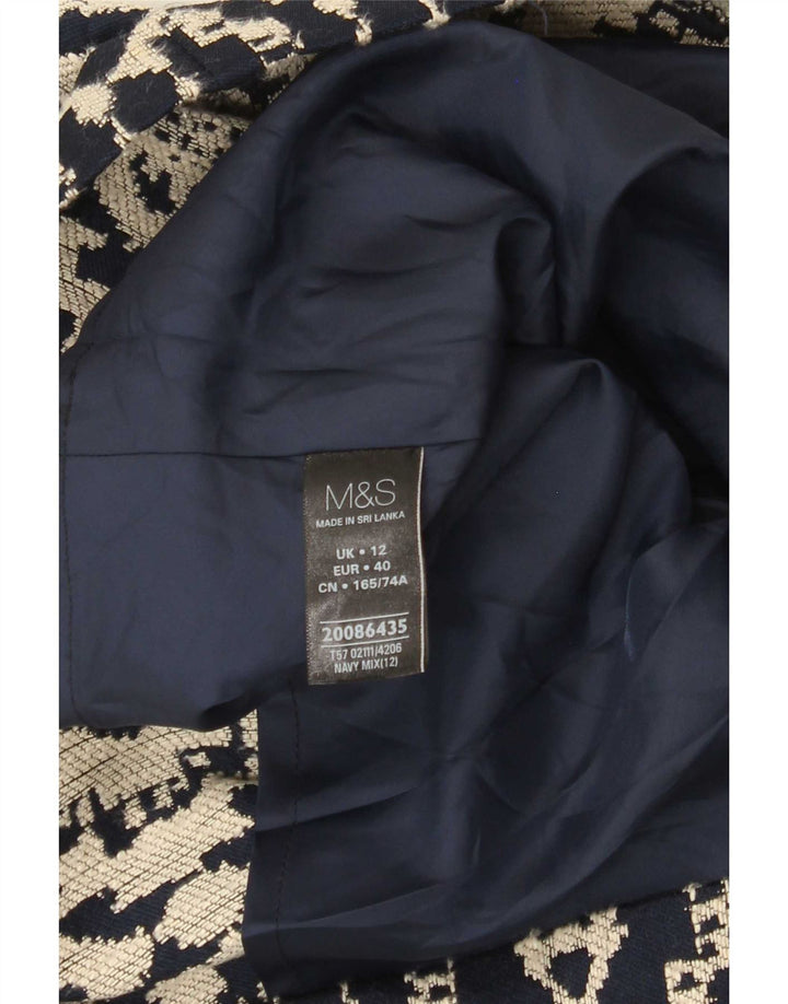 Gonna dritta da donna Marks & Spencer UK 12 Medium 30 Blu navy geometrico