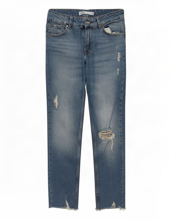 Jeans skinny corti invecchiati da donna Zara EU 38 piccoli W28 L25 blu