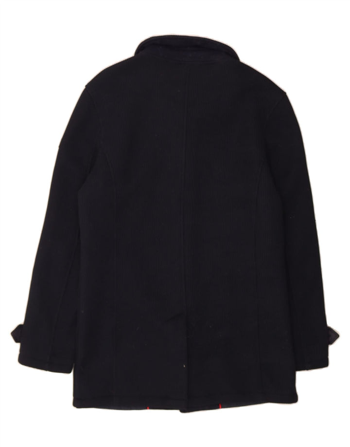 VINTAGE Mens Knit Overcoat UK 38 Medium Navy Blue Polyester Vintage Vintage and Second-Hand Vintage from Messina Hembry 