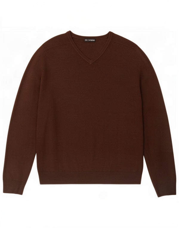 Maglione da uomo con scollo a V Marks & Spencer grande in acrilico marrone