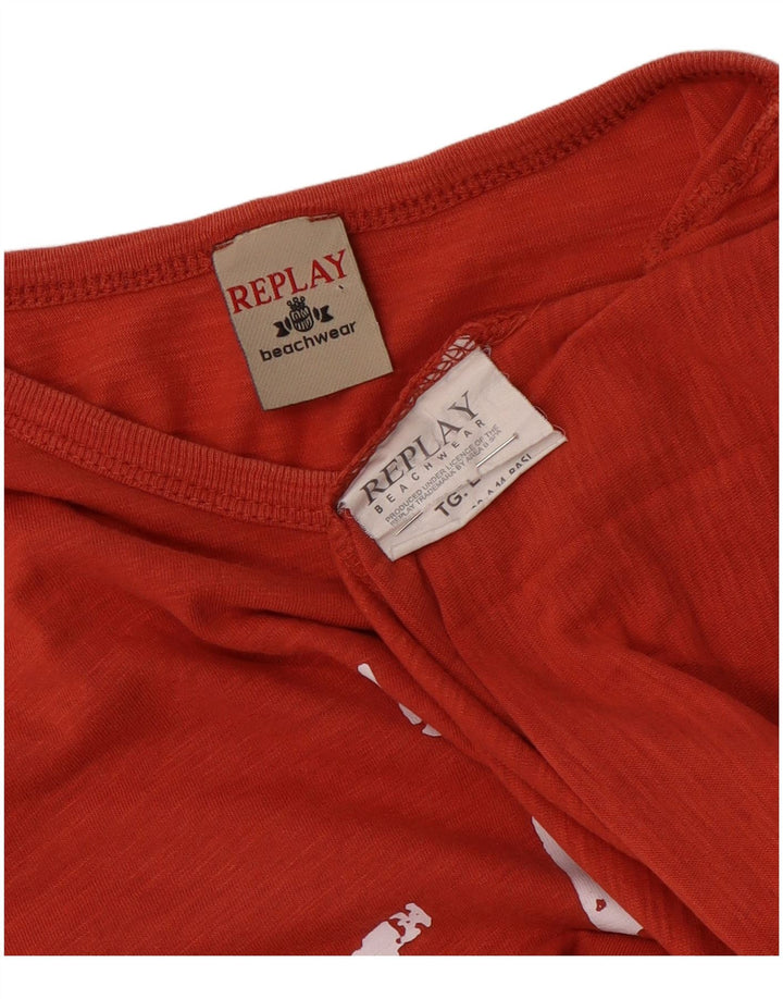 Replay T-shirt grafica da donna Top UK 16 grande rossa