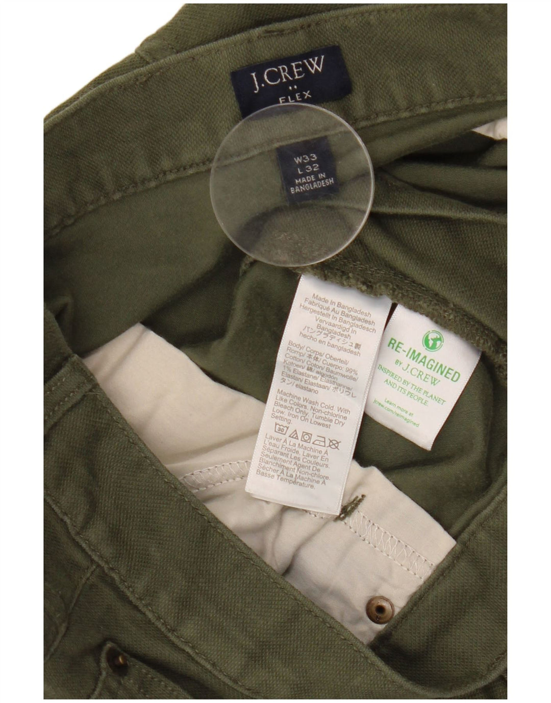 Pantaloni casual Flex Slim Fit da uomo J. Crew W33 L32 cotone kaki