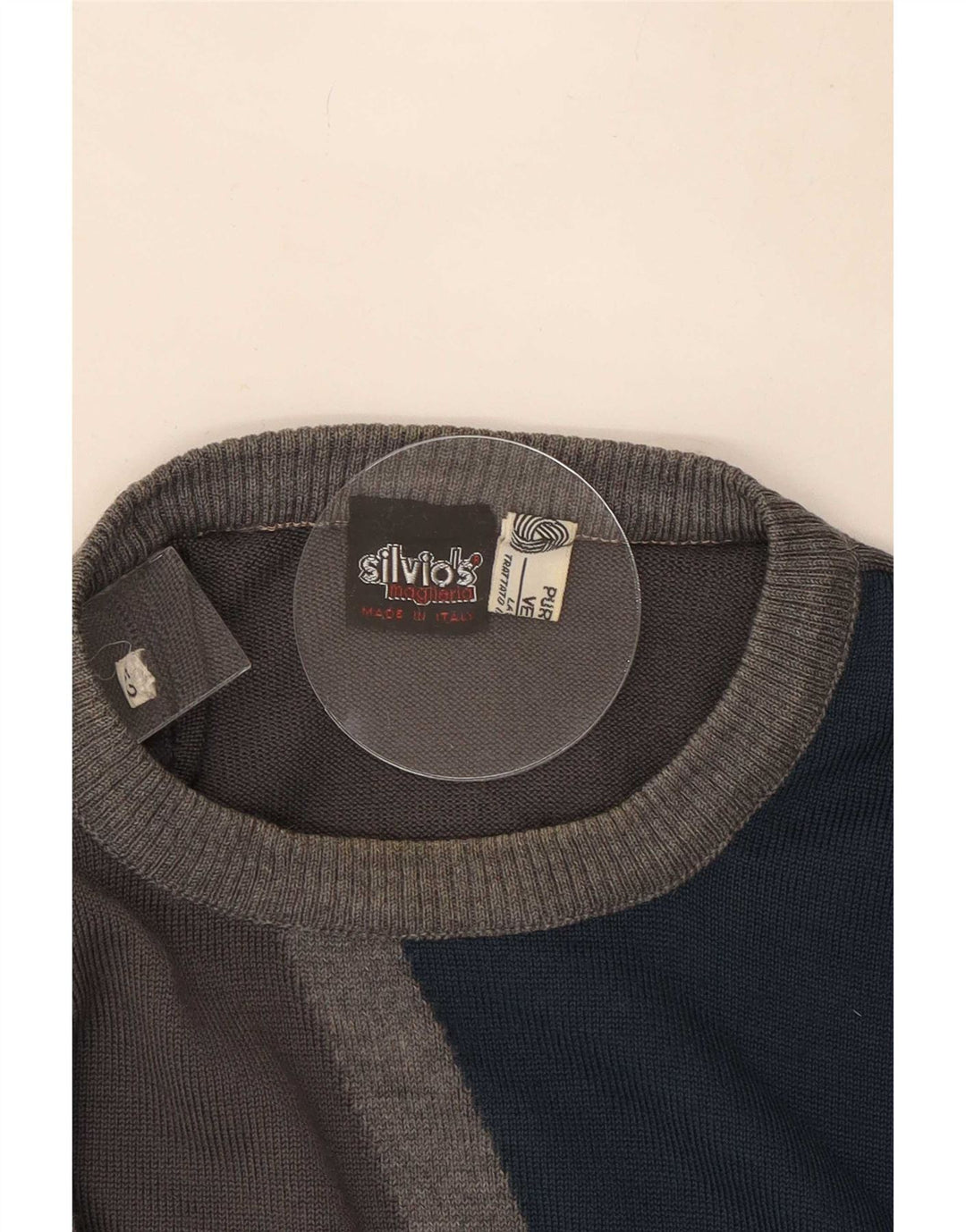 Maglione girocollo da uomo vintage IT 52 Large Grey Colourblock