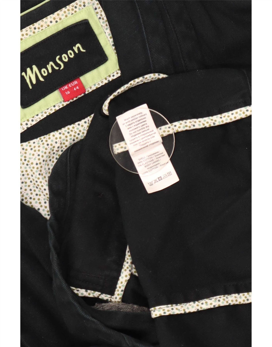 Giacca blazer da donna a 1 bottone Monsoon UK 16 grande cotone nero