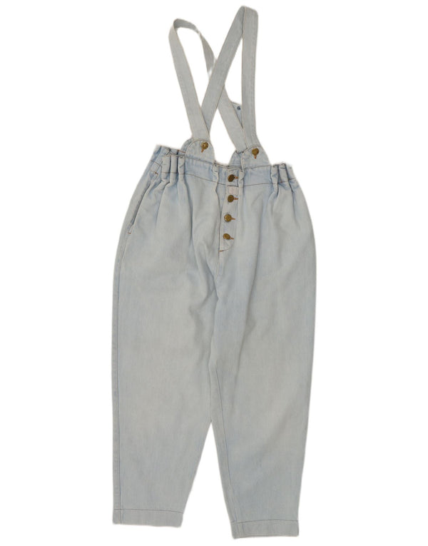 Jeans corti da donna vintage salopette W26 L23 in cotone blu