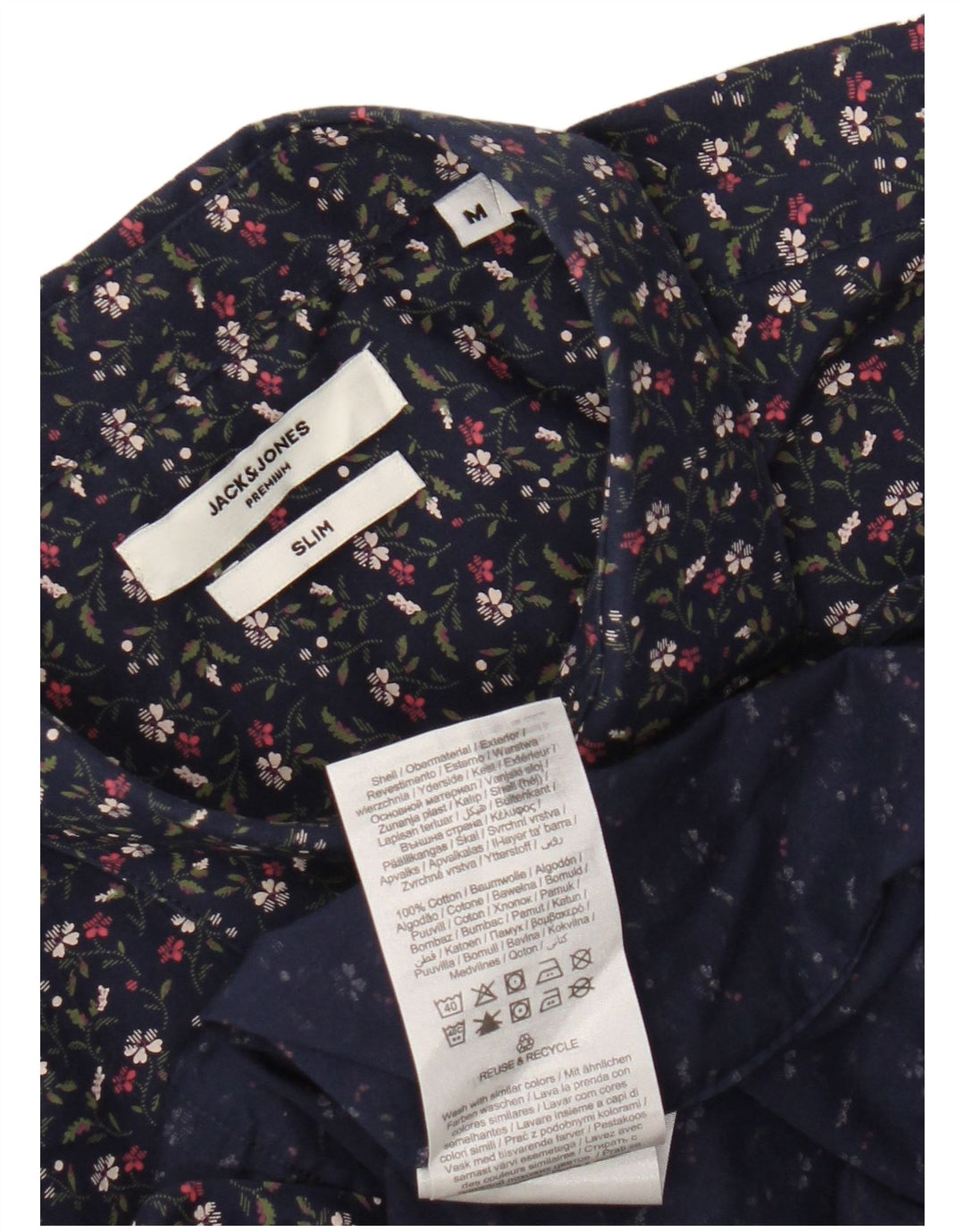 Camicia slim fit da uomo Jack & Jones in cotone floreale blu navy medio