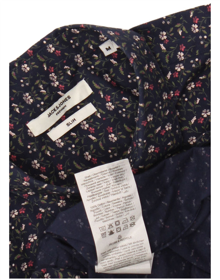 Camicia slim fit da uomo Jack & Jones in cotone floreale blu navy medio