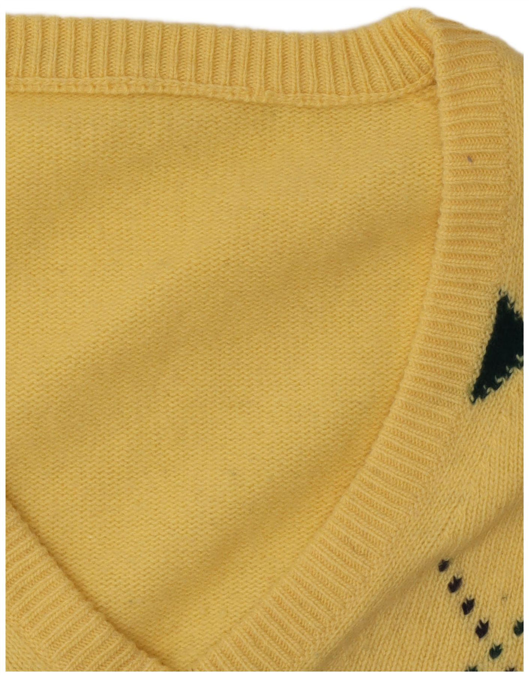 VINTAGE Maglione da uomo con scollo a V grande giallo a rombi/diamante