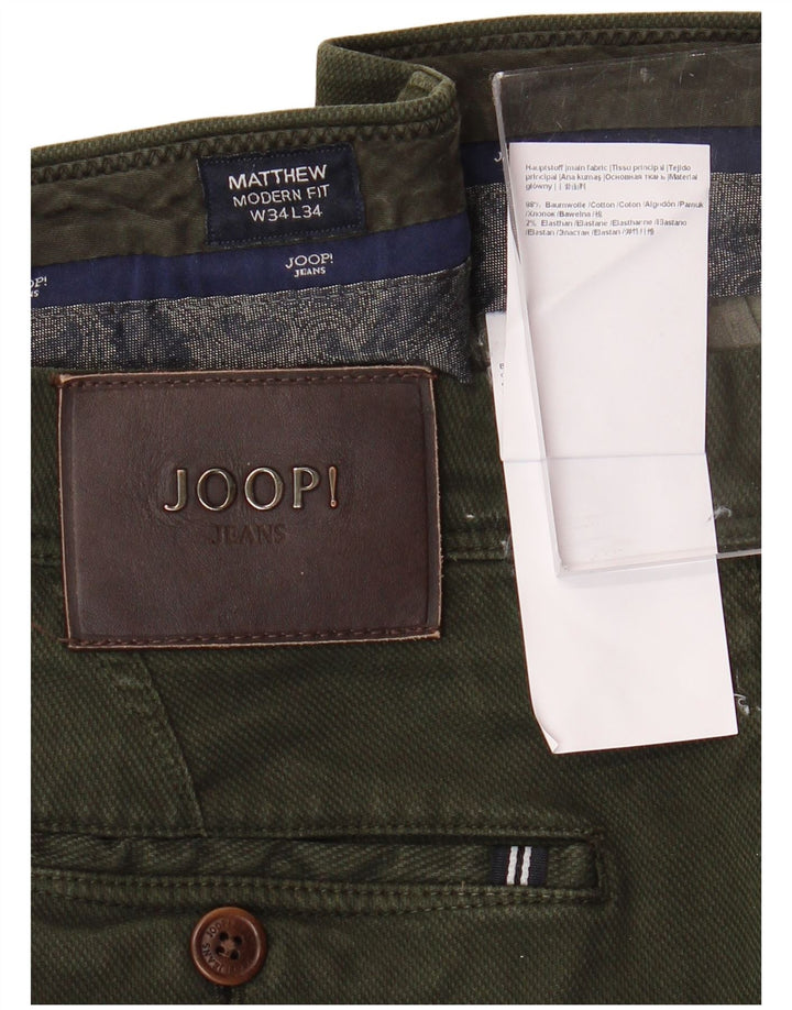 Pantaloni chino slim fit moderni da uomo JOOP W34 L34 cotone verde