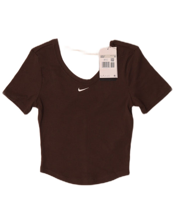 T-shirt corta da donna Nike UK 4 XS poliestere marrone