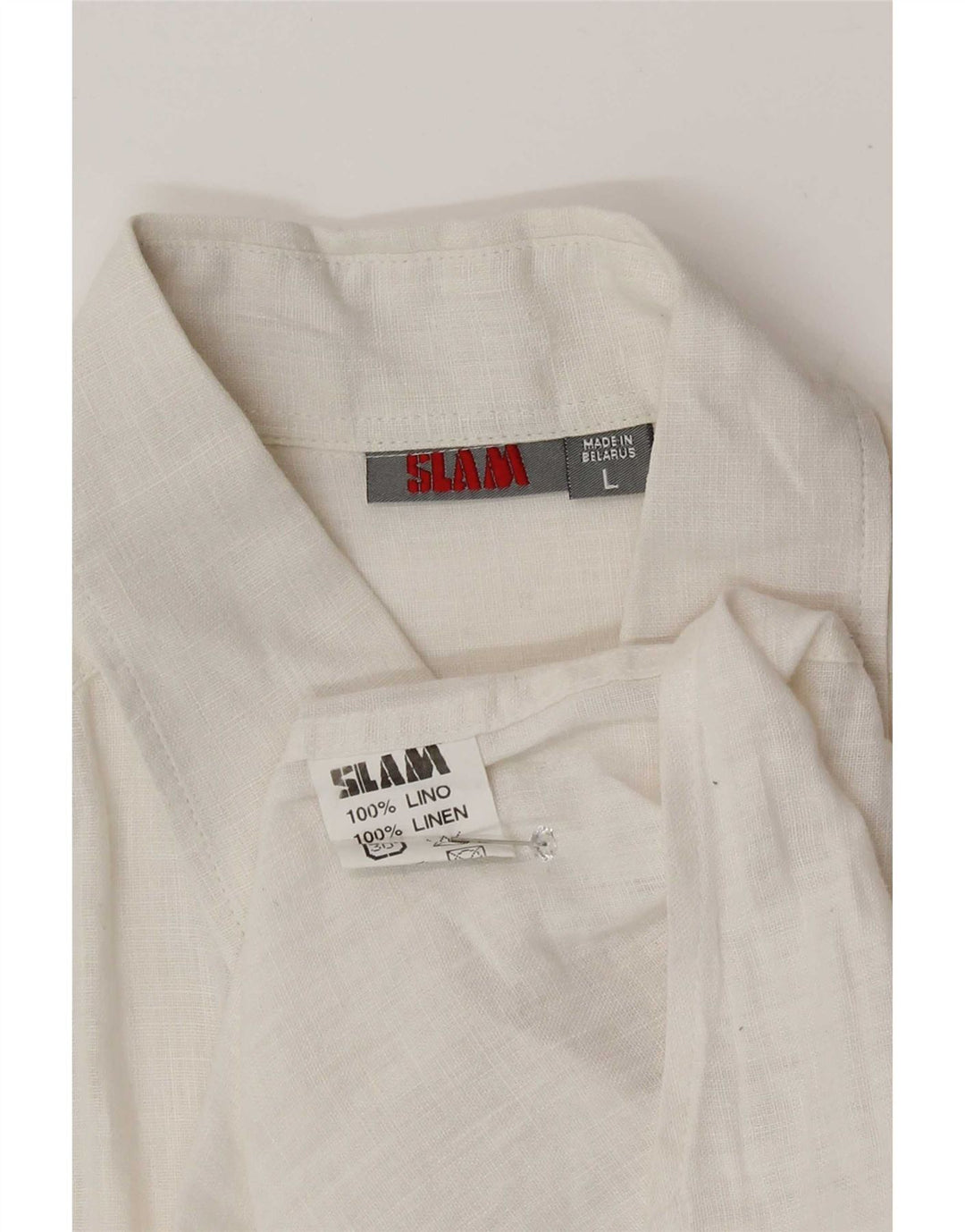 Camicia a maniche corte da uomo Slam grande in lino bianco