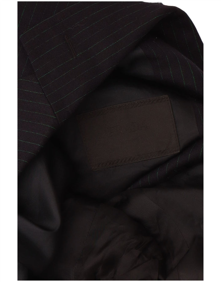 Giacca blazer da uomo a 3 bottoni Prada taglia 56 2XL lana vergine gessata nera