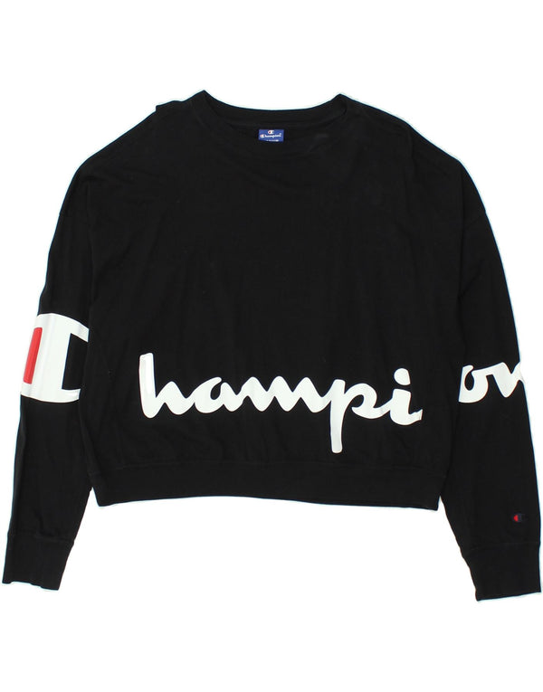 Felpa corta da donna con grafica CHAMPION UK 14 cotone nero medio