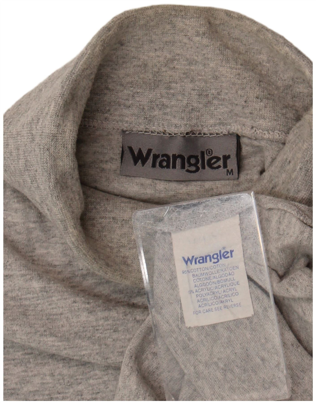 Top Wrangler da uomo con collo alto a maniche lunghe in cotone grigio medio