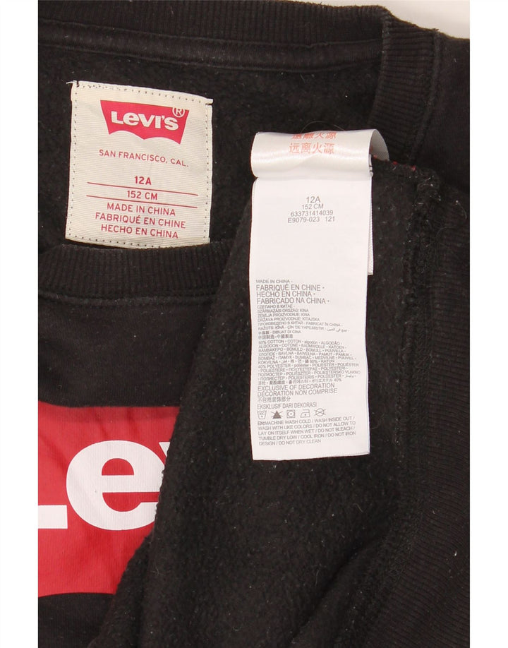Felpa grafica per ragazzi Levi's 11-12 anni in cotone nero