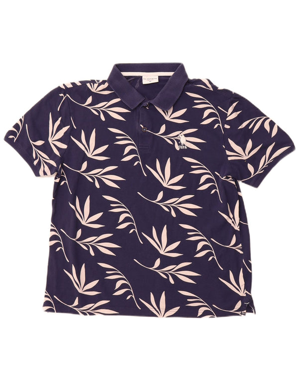 POLO ASSN. Polo da uomo in cotone floreale medio blu navy