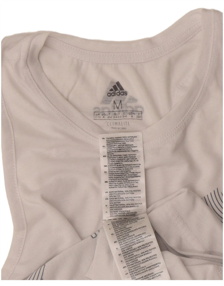 Canotta grafica Adidas Climalite da donna UK 12/14 Poliestere bianco medio