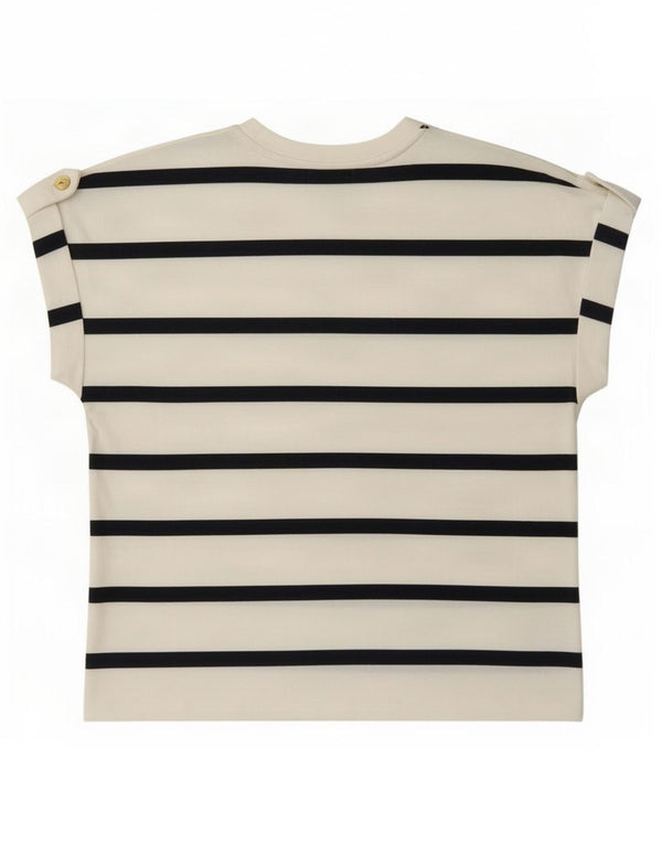 T-shirt da donna Tommy Hilfiger Top UK 14 cotone a righe bianche medie