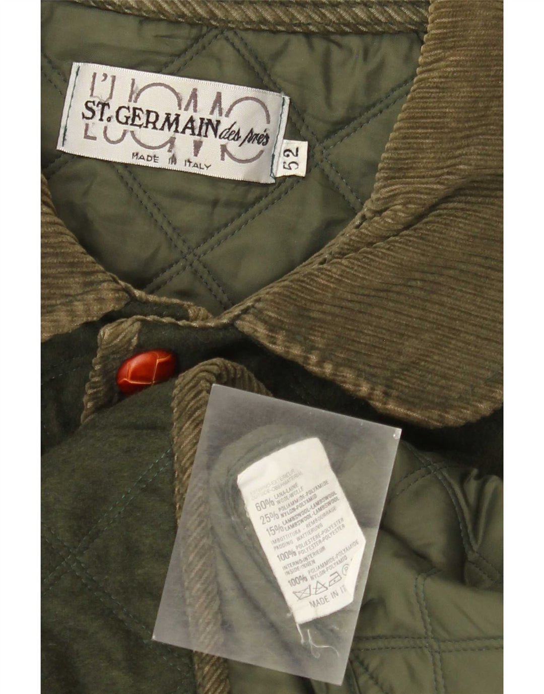 Giacca trapuntata da uomo St. Germain IT 52 XL Lana color block kaki