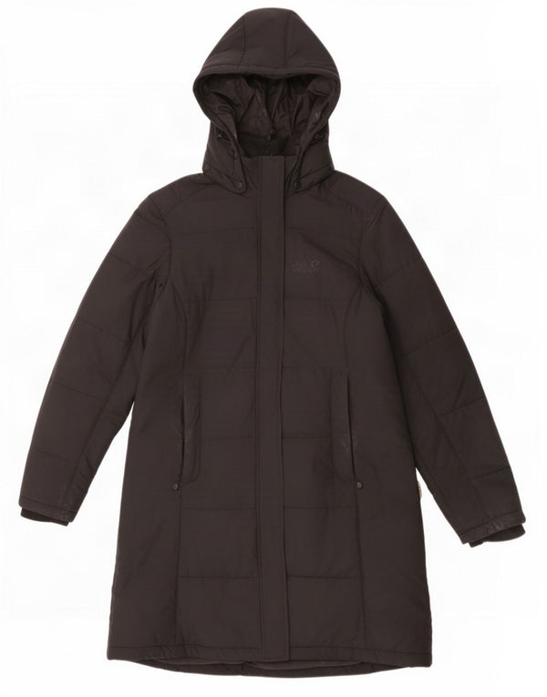Cappotto imbottito con cappuccio da donna Jack Wolfskin UK 16 grande poliestere nero