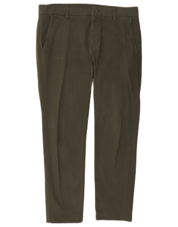 Pantaloni chino slim da uomo Zara EU 42 Large W32 L26 cotone kaki