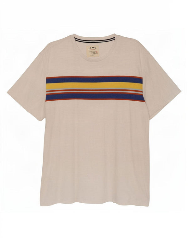 T-shirt da uomo Fat Face Top 2XL cotone color block bianco