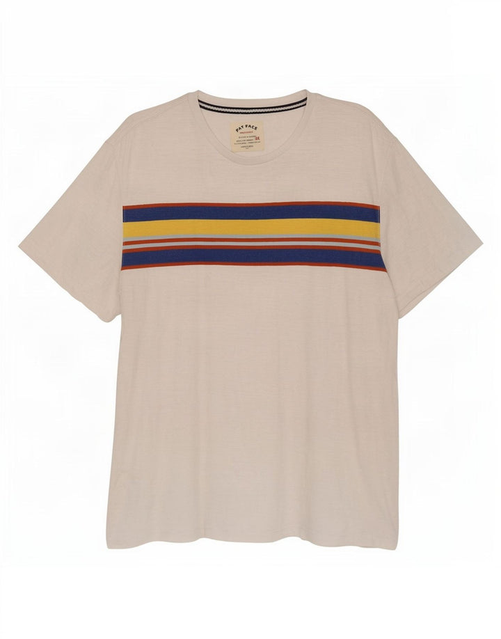 T-shirt da uomo Fat Face Top 2XL cotone color block bianco