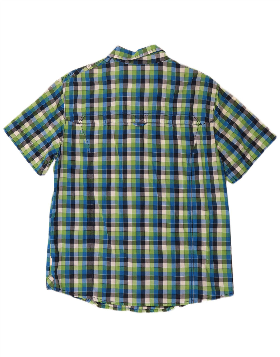 JACK WOLFSKIN Camicia a maniche corte da uomo UK 40/42 Cotone a quadri grandi blu