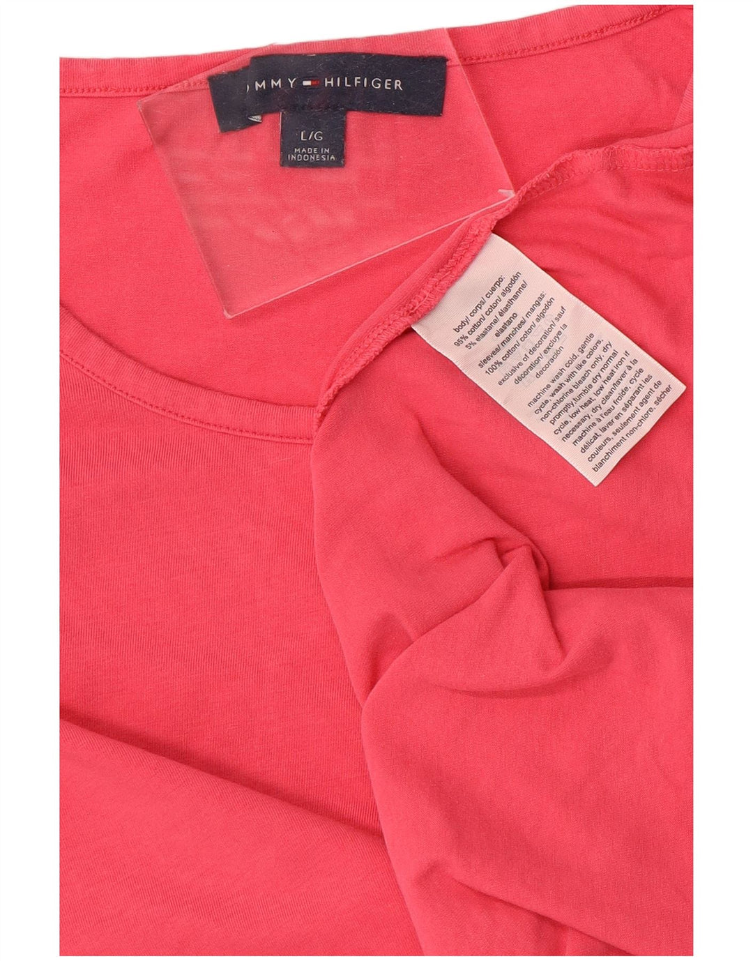 TOMMY HILFIGER Camicetta a pipistrello da donna Top UK 14 Grande cotone rosa