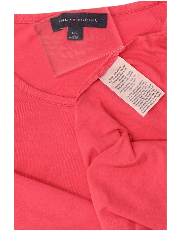 TOMMY HILFIGER Camicetta a pipistrello da donna Top UK 14 Grande cotone rosa