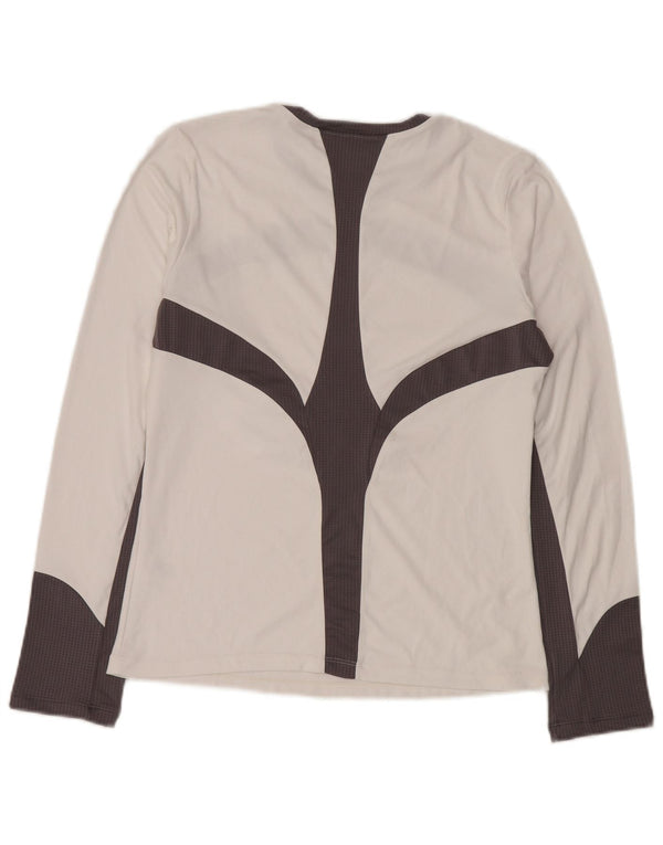 Asics Donna Graphic Top Manica Lunga UK 14 Large Bianco Colorblock