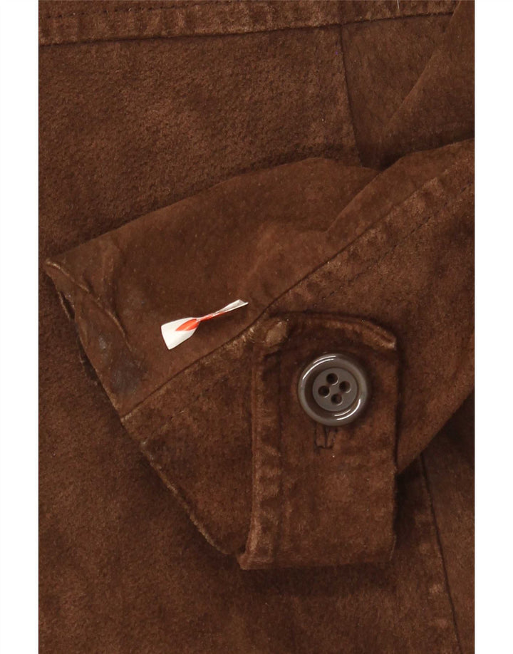 Soprabito in pelle scamosciata da donna Colebrook UK 14 grande in pelle marrone