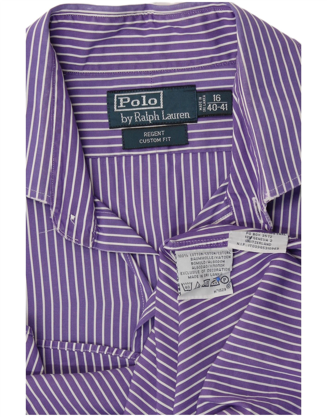 Polo Ralph Lauren Camicia Regent da uomo taglia 16 grande cotone a righe viola