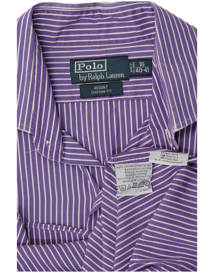 Polo Ralph Lauren Camicia Regent da uomo taglia 16 grande cotone a righe viola