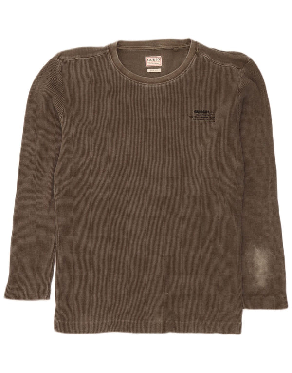 Guess Top da uomo slim fit a maniche lunghe color kaki medio