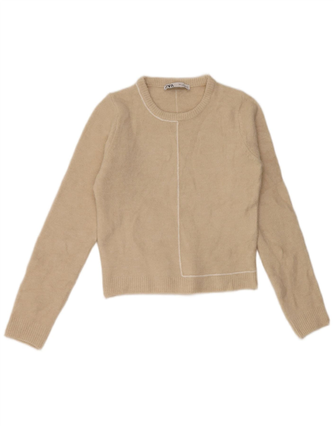 Maglione maglione girocollo da donna Zara UK 10 piccolo beige